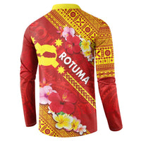 Rotuma Island Button Sweatshirt Fijian Tapa with Polynesian Art and Hibiscus