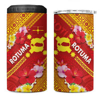 Rotuma Island 4 in 1 Can Cooler Tumbler Fijian Tapa with Polynesian Art and Hibiscus LT03 One Size: 16 oz Red - Polynesian Pride