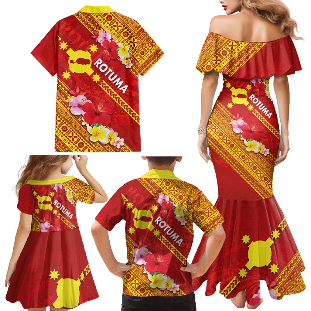 Rotuma Island Family Matching Mermaid Dress and Hawaiian Shirt Fijian Tapa with Polynesian Art and Hibiscus LT03 - Polynesian Pride