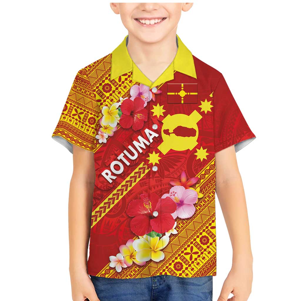 Rotuma Island Family Matching Mermaid Dress and Hawaiian Shirt Fijian Tapa with Polynesian Art and Hibiscus LT03 Son's Shirt Red - Polynesian Pride