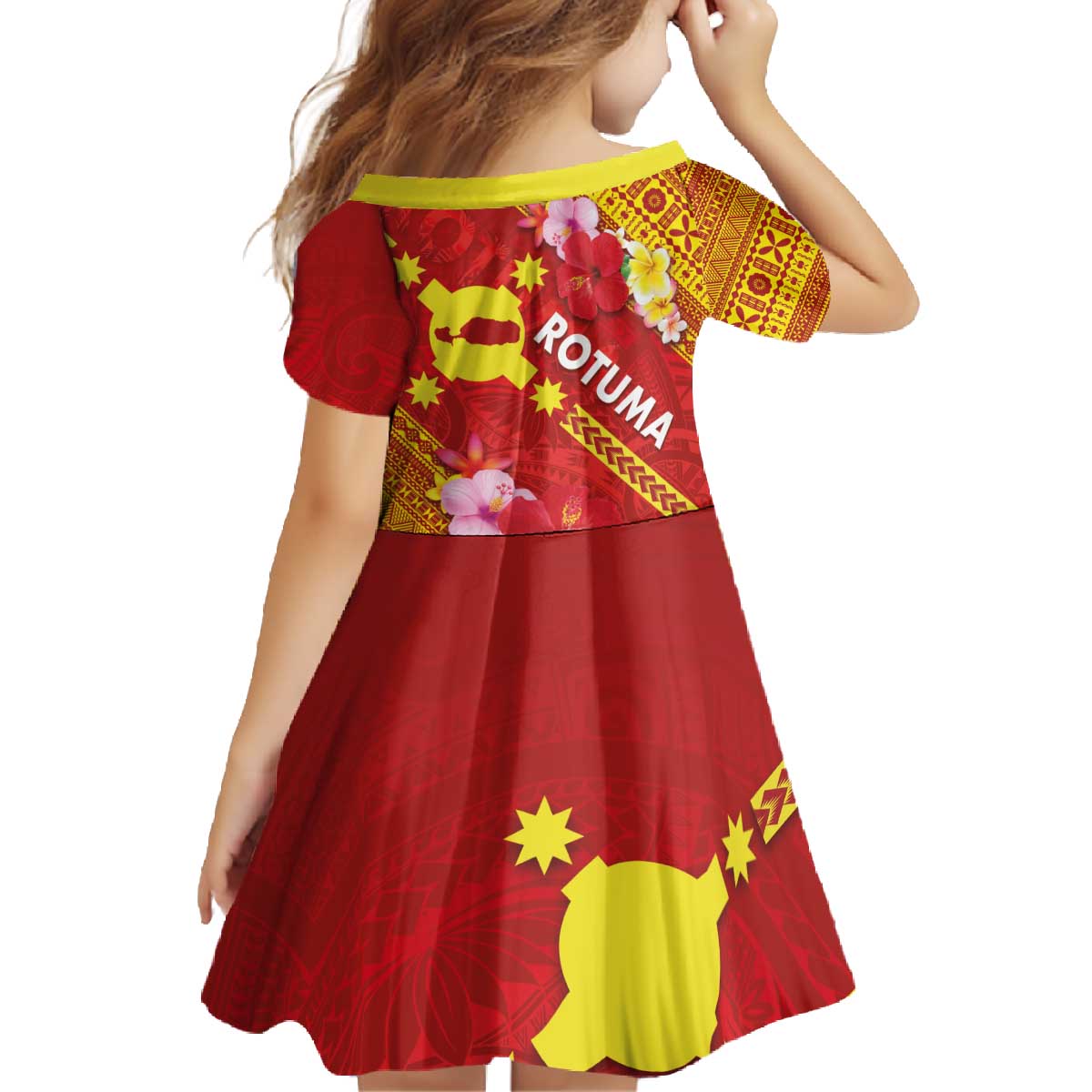 Rotuma Island Family Matching Off The Shoulder Long Sleeve Dress and Hawaiian Shirt Fijian Tapa with Polynesian Art and Hibiscus LT03 - Polynesian Pride