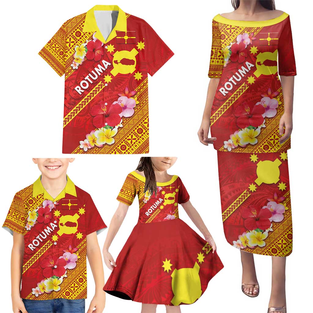 Rotuma Island Family Matching Puletasi and Hawaiian Shirt Fijian Tapa with Polynesian Art and Hibiscus LT03 - Polynesian Pride