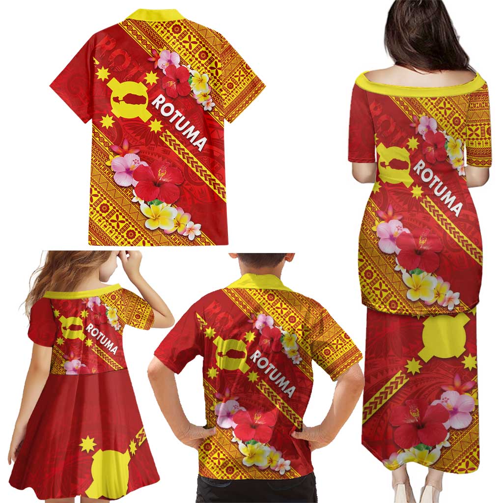 Rotuma Island Family Matching Puletasi and Hawaiian Shirt Fijian Tapa with Polynesian Art and Hibiscus LT03 - Polynesian Pride