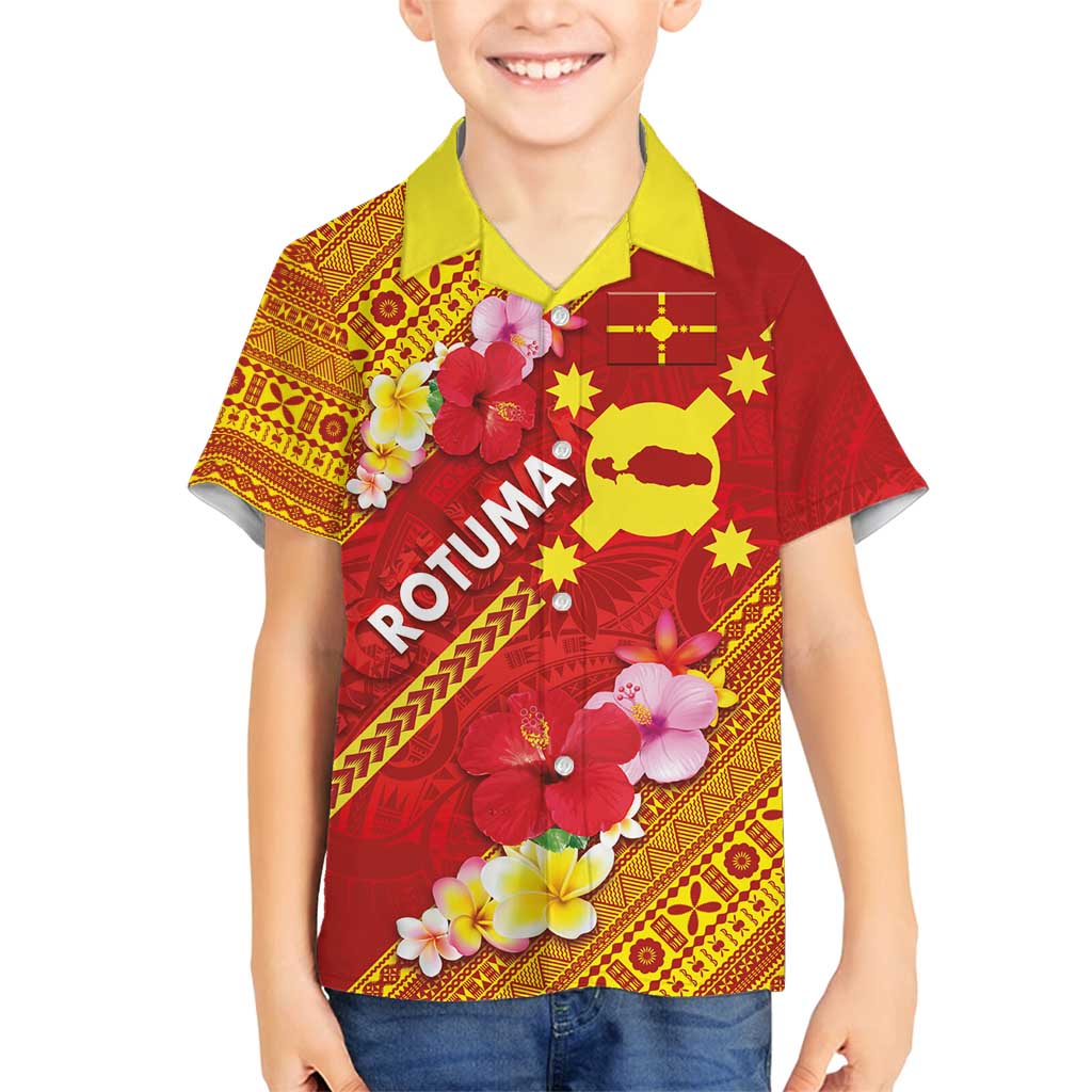 Rotuma Island Family Matching Puletasi and Hawaiian Shirt Fijian Tapa with Polynesian Art and Hibiscus LT03 Son's Shirt Red - Polynesian Pride