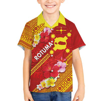 Rotuma Island Family Matching Summer Maxi Dress and Hawaiian Shirt Fijian Tapa with Polynesian Art and Hibiscus LT03 Son's Shirt Red - Polynesian Pride