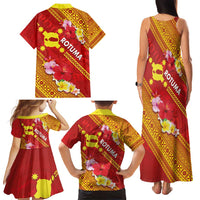 Rotuma Island Family Matching Tank Maxi Dress and Hawaiian Shirt Fijian Tapa with Polynesian Art and Hibiscus LT03 - Polynesian Pride