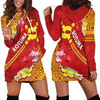 Rotuma Island Hoodie Dress Fijian Tapa with Polynesian Art and Hibiscus LT03 - Polynesian Pride