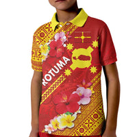 Rotuma Island Kid Polo Shirt Fijian Tapa with Polynesian Art and Hibiscus LT03 Kid Red - Polynesian Pride