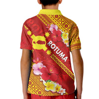 Rotuma Island Kid Polo Shirt Fijian Tapa with Polynesian Art and Hibiscus LT03 - Polynesian Pride