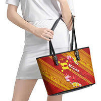 Rotuma Island Leather Tote Bag Fijian Tapa with Polynesian Art and Hibiscus LT03 - Polynesian Pride