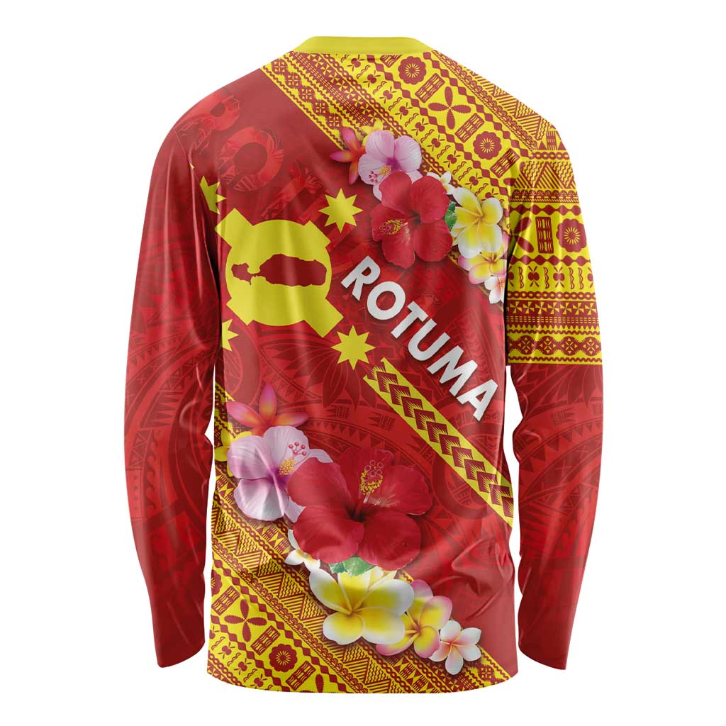 Rotuma Island Long Sleeve Shirt Fijian Tapa with Polynesian Art and Hibiscus LT03 - Polynesian Pride
