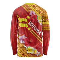 Rotuma Island Long Sleeve Shirt Fijian Tapa with Polynesian Art and Hibiscus LT03 - Polynesian Pride