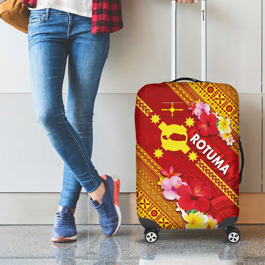 Rotuma Island Luggage Cover Fijian Tapa with Polynesian Art and Hibiscus LT03 - Polynesian Pride