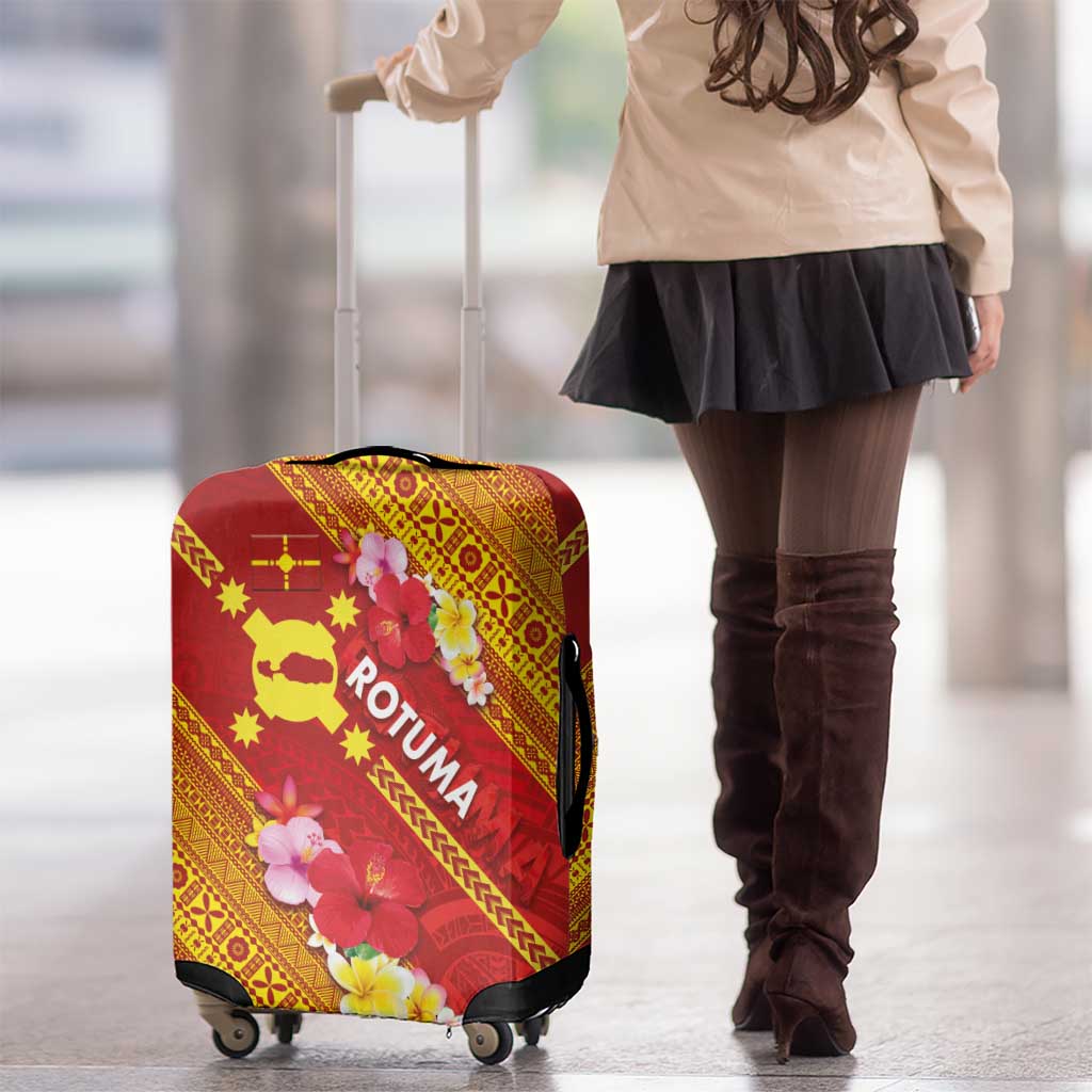 Rotuma Island Luggage Cover Fijian Tapa with Polynesian Art and Hibiscus LT03 - Polynesian Pride