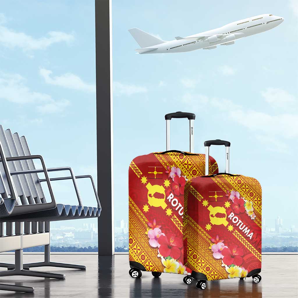 Rotuma Island Luggage Cover Fijian Tapa with Polynesian Art and Hibiscus LT03 - Polynesian Pride