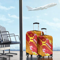 Rotuma Island Luggage Cover Fijian Tapa with Polynesian Art and Hibiscus LT03 - Polynesian Pride