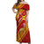 Rotuma Island Off Shoulder Maxi Dress Fijian Tapa with Polynesian Art and Hibiscus