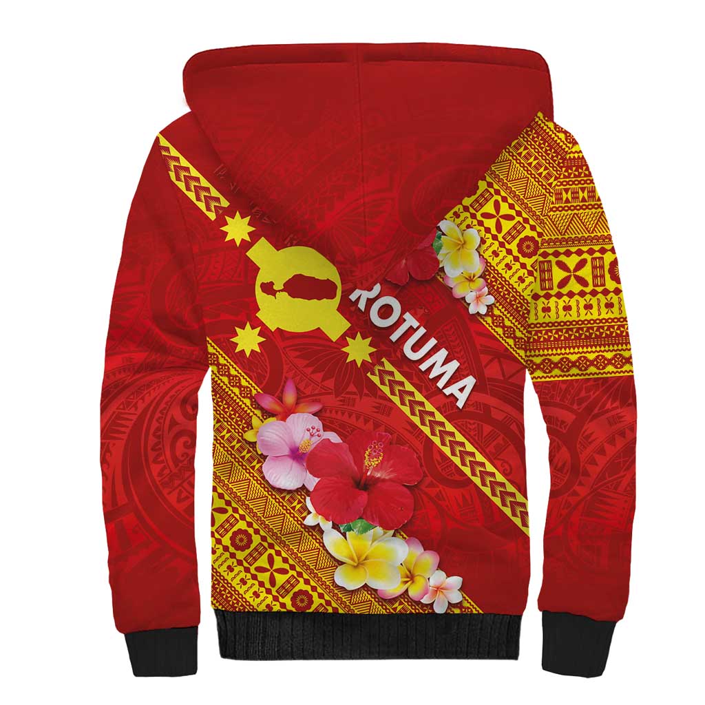Rotuma Island Sherpa Hoodie Fijian Tapa with Polynesian Art and Hibiscus LT03 - Polynesian Pride