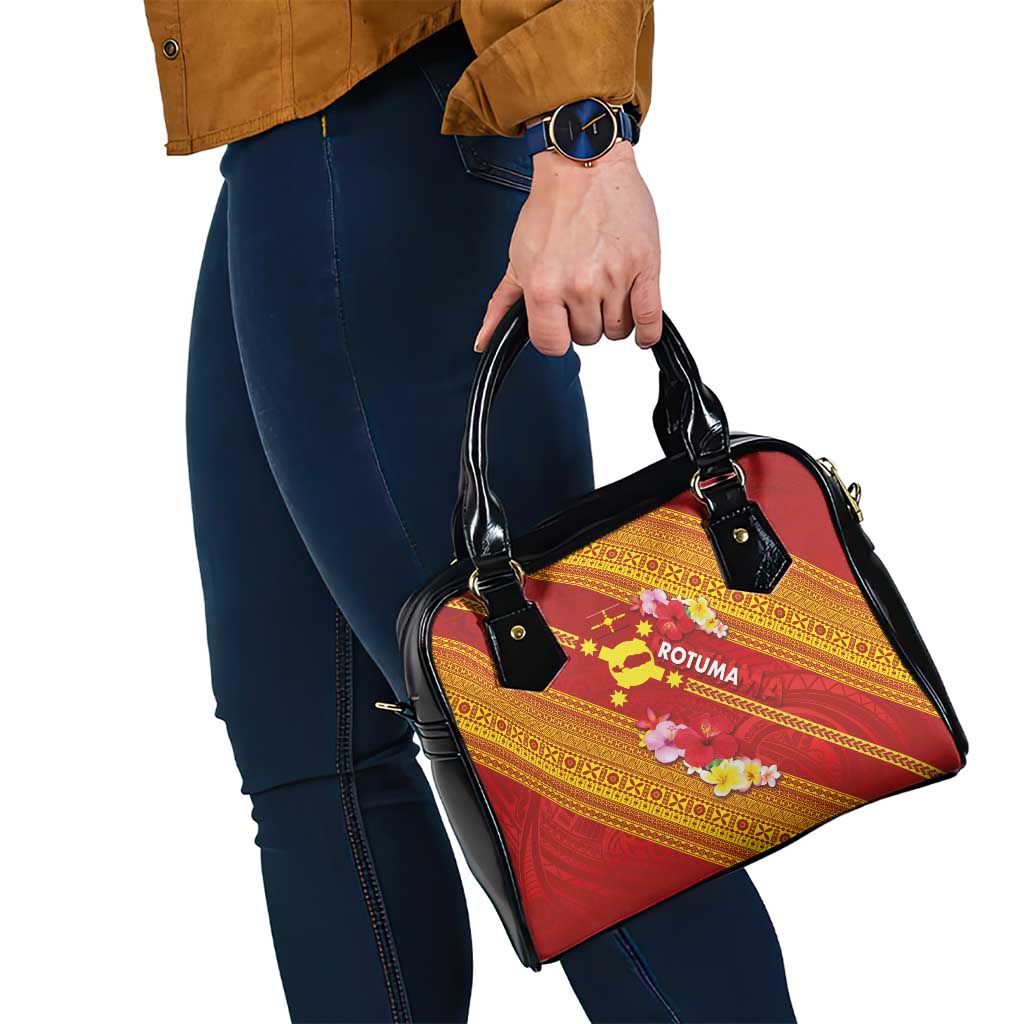 Rotuma Island Shoulder Handbag Fijian Tapa with Polynesian Art and Hibiscus