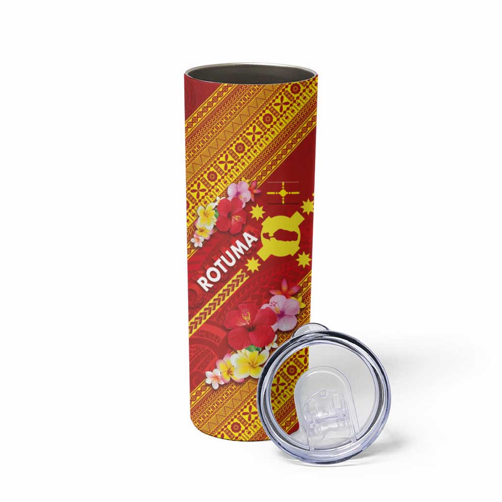 Rotuma Island Skinny Tumbler Fijian Tapa with Polynesian Art and Hibiscus LT03 - Polynesian Pride