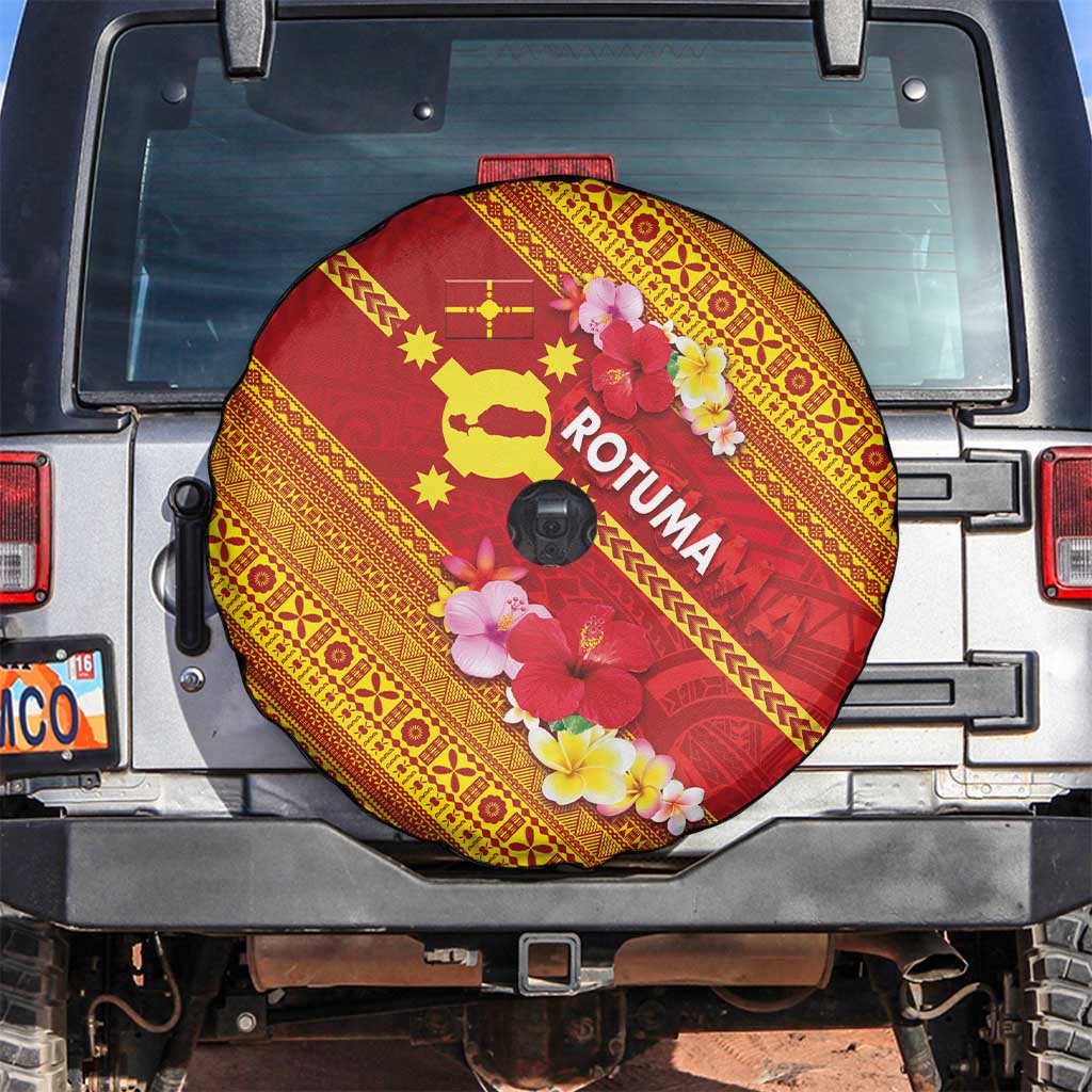 Rotuma Island Spare Tire Cover Fijian Tapa with Polynesian Art and Hibiscus LT03 Red - Polynesian Pride