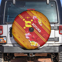 Rotuma Island Spare Tire Cover Fijian Tapa with Polynesian Art and Hibiscus LT03 Red - Polynesian Pride
