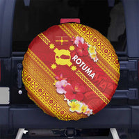 Rotuma Island Spare Tire Cover Fijian Tapa with Polynesian Art and Hibiscus LT03 No hole Red - Polynesian Pride