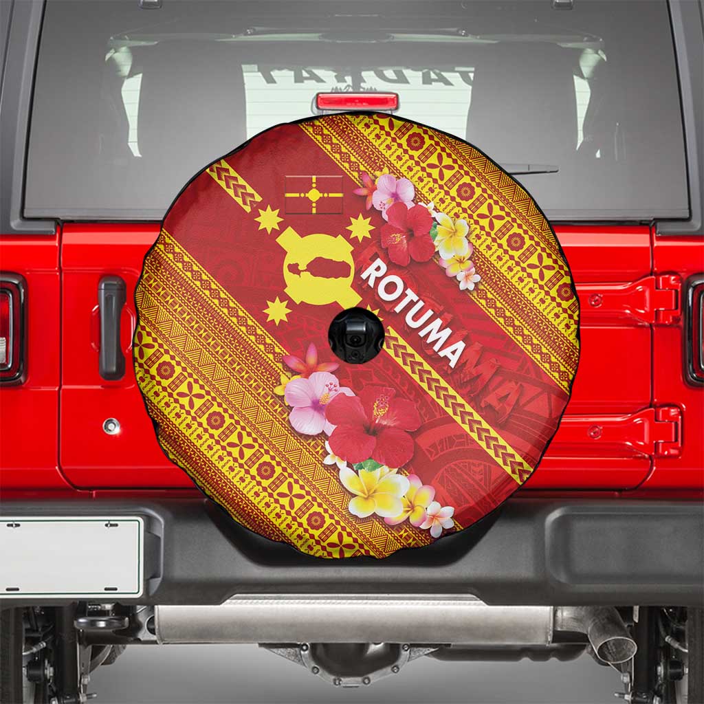 Rotuma Island Spare Tire Cover Fijian Tapa with Polynesian Art and Hibiscus LT03 - Polynesian Pride