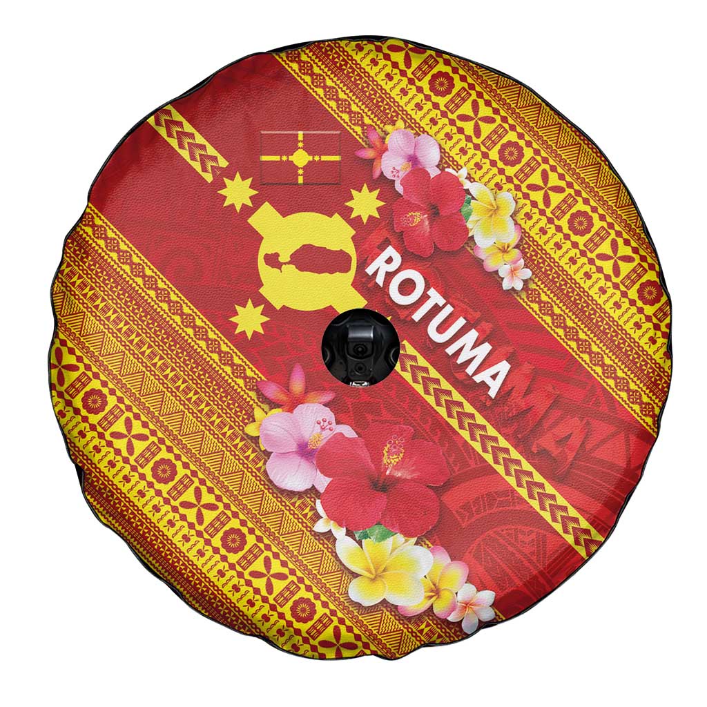 Rotuma Island Spare Tire Cover Fijian Tapa with Polynesian Art and Hibiscus LT03 - Polynesian Pride