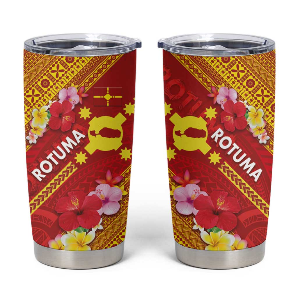 Rotuma Island Tumbler Cup Fijian Tapa with Polynesian Art and Hibiscus LT03 Red - Polynesian Pride