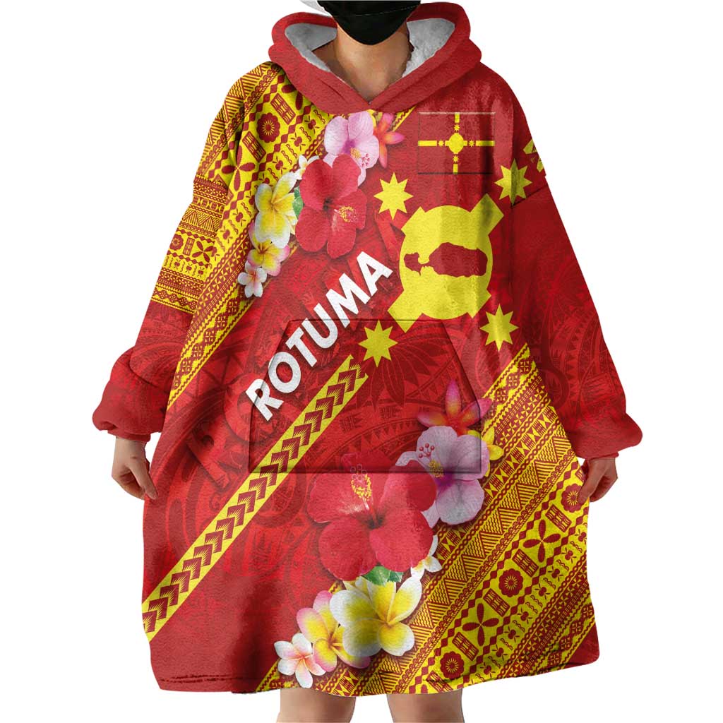 Rotuma Island Wearable Blanket Hoodie Fijian Tapa with Polynesian Art and Hibiscus LT03 - Polynesian Pride
