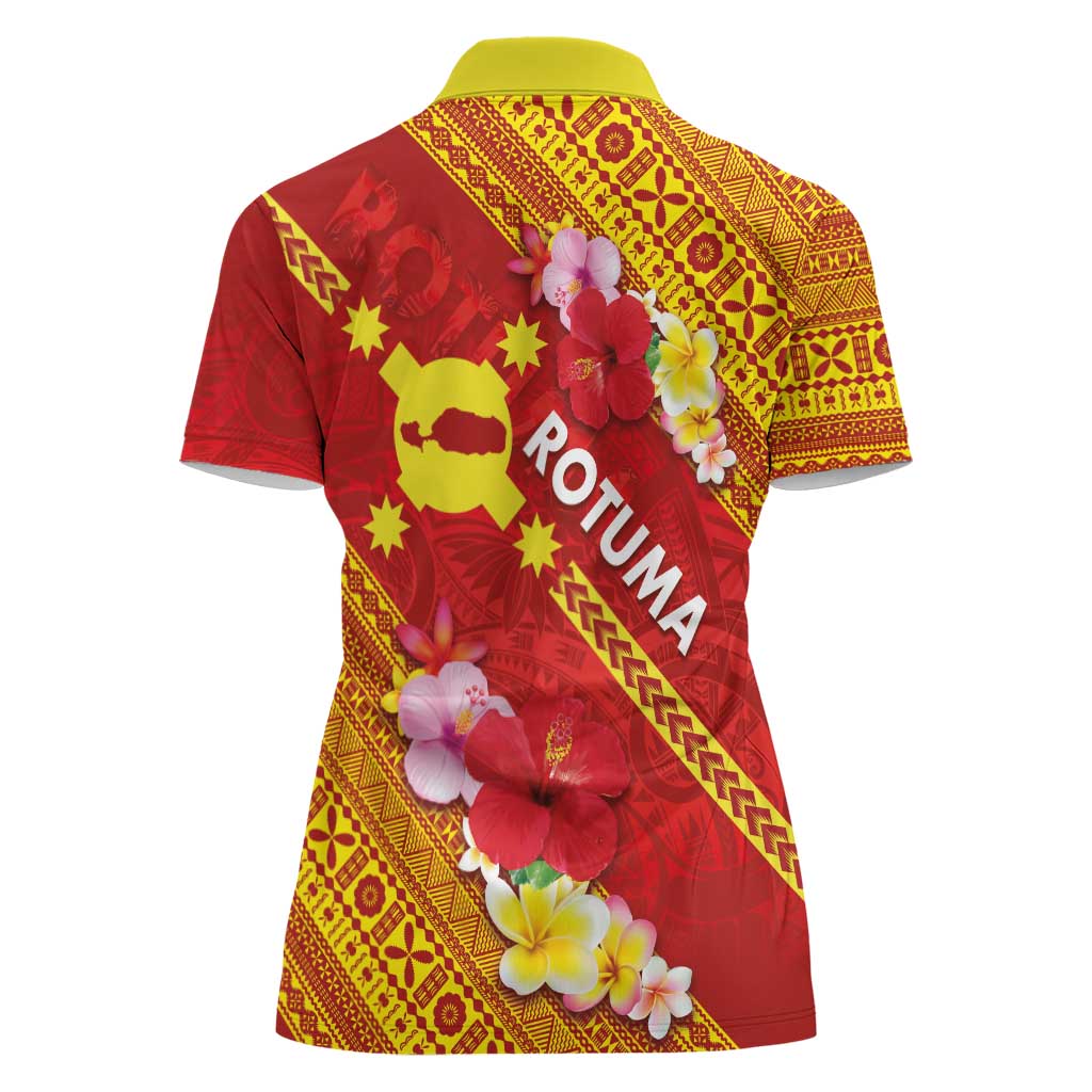 Rotuma Island Women Polo Shirt Fijian Tapa with Polynesian Art and Hibiscus LT03 - Polynesian Pride