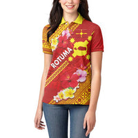 Rotuma Island Women Polo Shirt Fijian Tapa with Polynesian Art and Hibiscus LT03 - Polynesian Pride