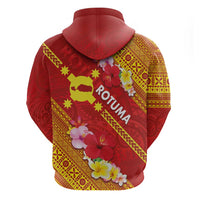 Rotuma Island Zip Hoodie Fijian Tapa with Polynesian Art and Hibiscus LT03 - Polynesian Pride