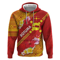 Rotuma Island Zip Hoodie Fijian Tapa with Polynesian Art and Hibiscus LT03 Pullover Hoodie Red - Polynesian Pride