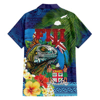 Fiji Iguana-Coat of Arms Hawaiian Shirt with Hibiscus and Plumeria Palm Tree Tapa Art LT03 - Polynesian Pride