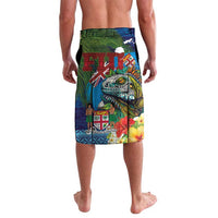 Fiji Iguana-Coat of Arms Lavalava with Hibiscus and Plumeria Palm Tree Tapa Art LT03 - Polynesian Pride