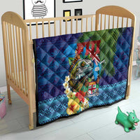 Fiji Iguana-Coat of Arms Quilt with Hibiscus and Plumeria Palm Tree Tapa Art LT03 - Polynesian Pride