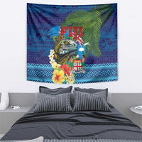Fiji Iguana-Coat of Arms Tapestry with Hibiscus and Plumeria Palm Tree Tapa Art LT03 - Polynesian Pride