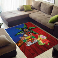 Personalised Fiji and Rotuma Together Area Rug Fjian Masi and Pacific Pattern Mix Culture LT03 - Polynesian Pride