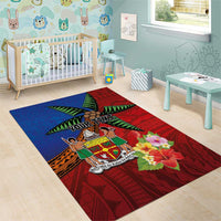 Personalised Fiji and Rotuma Together Area Rug Fjian Masi and Pacific Pattern Mix Culture LT03 - Polynesian Pride