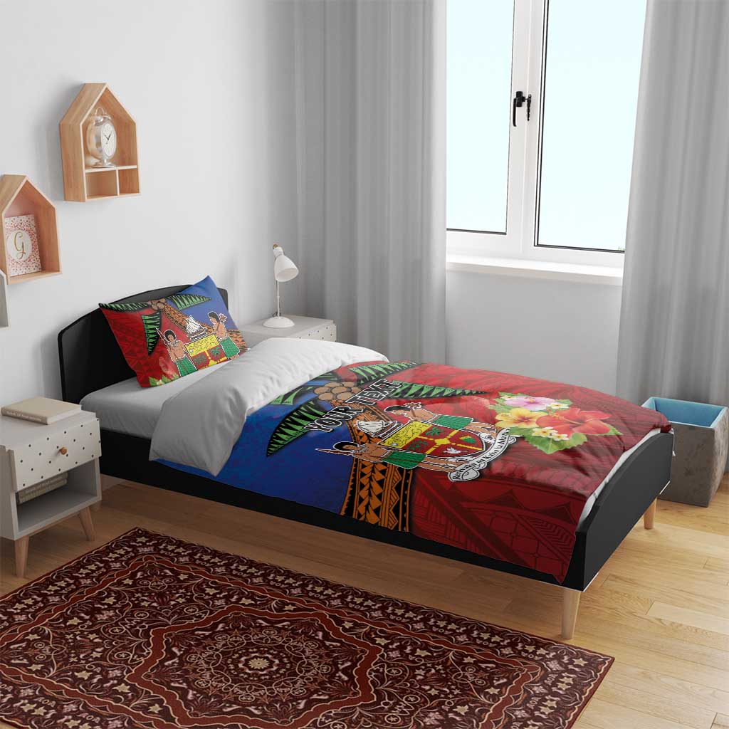 Personalised Fiji and Rotuma Together Bedding Set Fjian Masi and Pacific Pattern Mix Culture