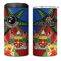 Personalised Fiji and Rotuma Together 4 in 1 Can Cooler Tumbler Fjian Masi and Pacific Pattern Mix Culture LT03 One Size: 16 oz Red - Polynesian Pride