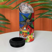 Personalised Fiji and Rotuma Together 4 in 1 Can Cooler Tumbler Fjian Masi and Pacific Pattern Mix Culture LT03 - Polynesian Pride