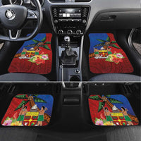 Personalised Fiji and Rotuma Together Car Mats Fjian Masi and Pacific Pattern Mix Culture LT03 Set 4pcs Red - Polynesian Pride