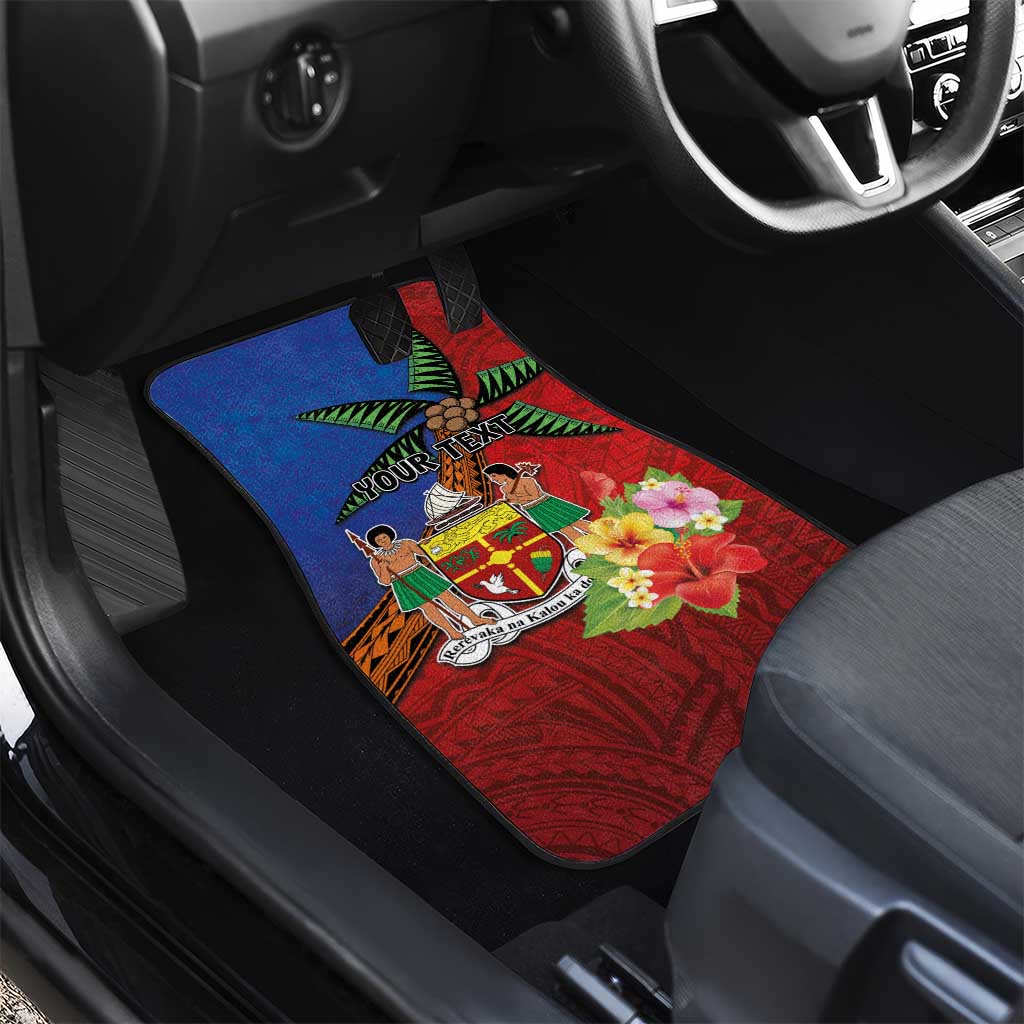 Personalised Fiji and Rotuma Together Car Mats Fjian Masi and Pacific Pattern Mix Culture LT03 - Polynesian Pride