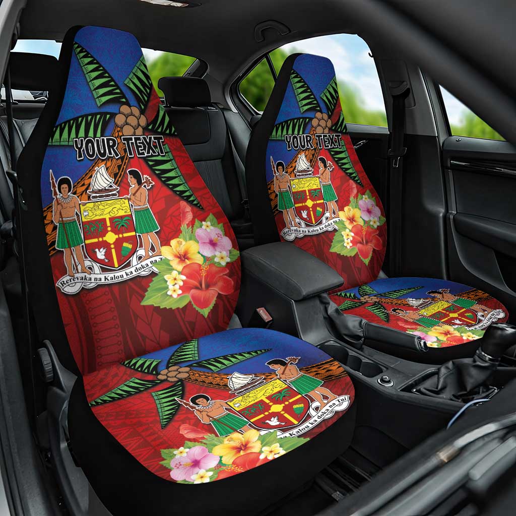 Personalised Fiji and Rotuma Together Car Seat Cover Fjian Masi and Pacific Pattern Mix Culture LT03 One Size Red - Polynesian Pride