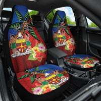 Personalised Fiji and Rotuma Together Car Seat Cover Fjian Masi and Pacific Pattern Mix Culture LT03 One Size Red - Polynesian Pride