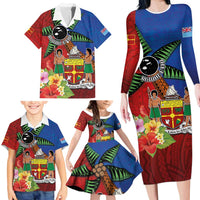 Personalised Fiji and Rotuma Together Family Matching Long Sleeve Bodycon Dress and Hawaiian Shirt Fjian Masi and Pacific Pattern Mix Culture LT03 - Polynesian Pride