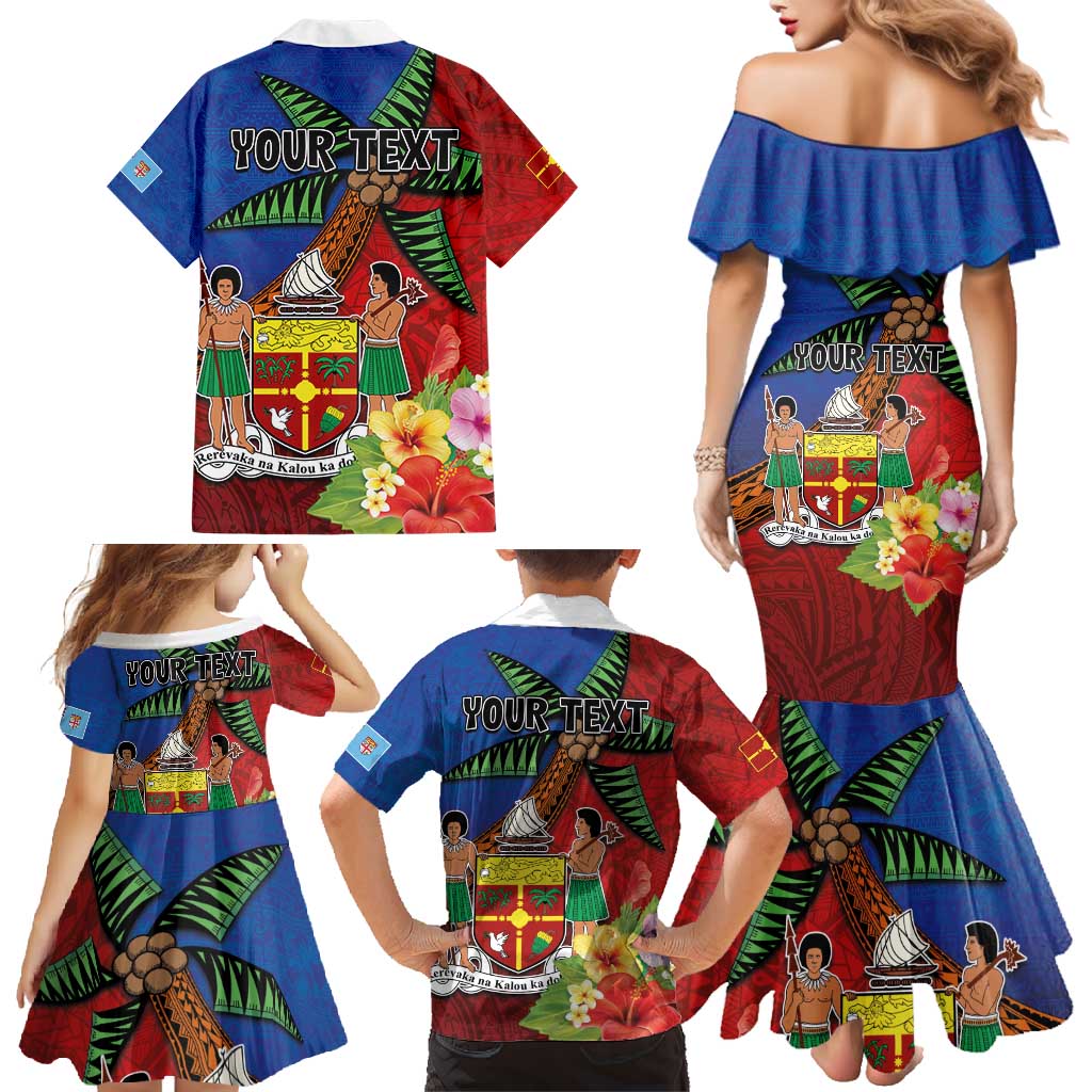 Personalised Fiji and Rotuma Together Family Matching Mermaid Dress and Hawaiian Shirt Fjian Masi and Pacific Pattern Mix Culture LT03 - Polynesian Pride
